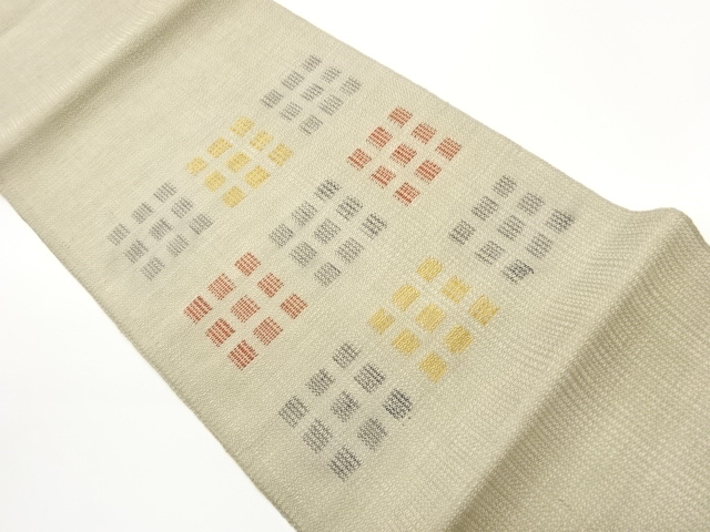 四角模様織出し名古屋帯